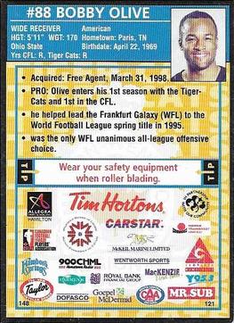 1998 Hamilton Tiger-Cats Police #NNO Bobby Olive Back