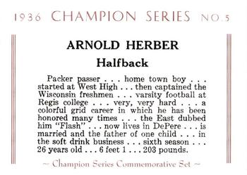 2001 Green Bay Packers 1936 Champion Series #5 Arnie Herber Back