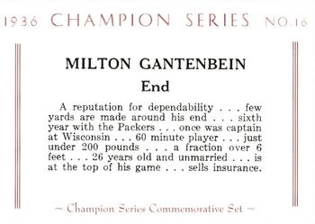 2001 Green Bay Packers 1936 Champion Series #16 Milt Gantenbein Back
