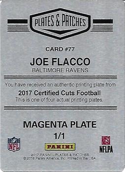 2017 Donruss Certified Cuts - Plates and Patches Printing Plates Magenta #77 Joe Flacco Back