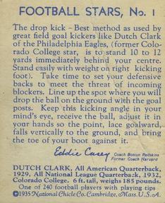 1935 National Chicle #1 Dutch Clark Back