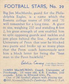 1935 National Chicle #29 Jim MacMurdo Back