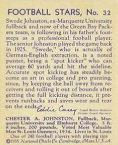 1935 National Chicle #32 Swede Johnston Back