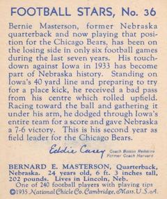 1935 National Chicle #36 Bernie Masterson Back