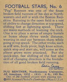 1935 National Chicle #6 Pug Rentner Back