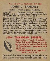 1948 Bowman #54 John Sanchez Back
