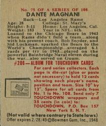 1948 Bowman #75 Dante Magnani Back