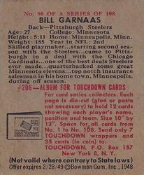1948 Bowman #90 Bill Garnaas Back