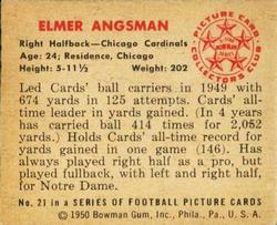 1950 Bowman #21 Elmer Angsman Back