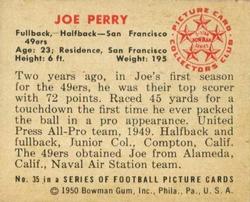 1950 Bowman #35 Joe Perry Back