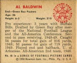 1950 Bowman #46 Al Baldwin Back