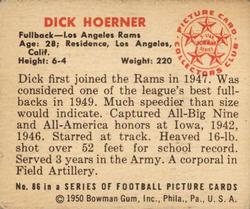 1950 Bowman #86 Dick Hoerner Back