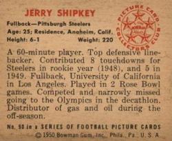 1950 Bowman #90 Jerry Shipkey Back