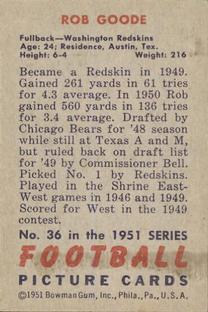 1951 Bowman #36 Bob Goode Back