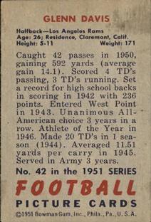1951 Bowman #42 Glenn Davis Back
