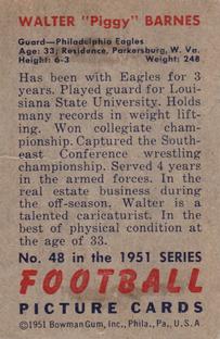 1951 Bowman #48 Walter Barnes Back