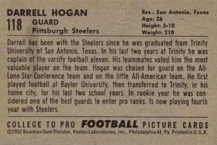 1952 Bowman Small #118 Darrell Hogan Back
