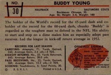 1953 Bowman #30 Buddy Young Back
