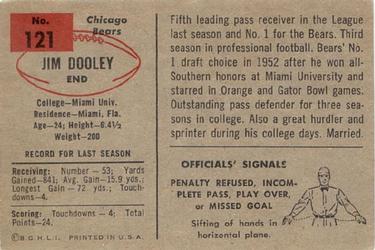1954 Bowman #121 Jim Dooley Back