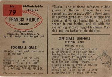 1954 Bowman #79 Francis Kilroy Back