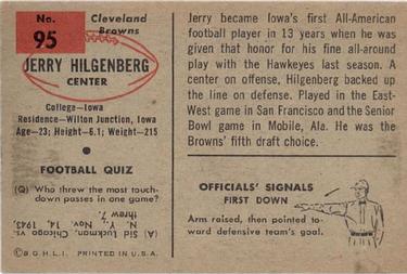 1954 Bowman #95 Jerry Hilgenberg Back