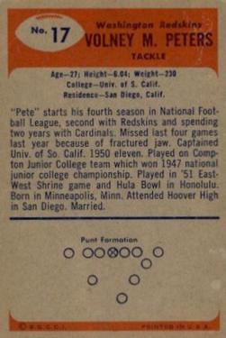 1955 Bowman #17 Volney Peters Back