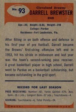 1955 Bowman #93 Darrell Brewster Back
