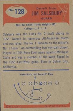 1955 Bowman #128 Jim Salsbury Back