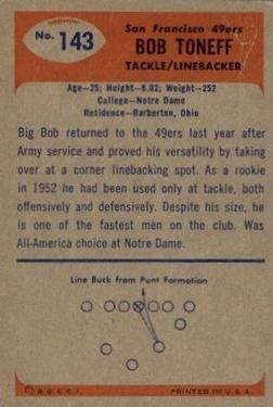 1955 Bowman #143 Bob Toneff Back