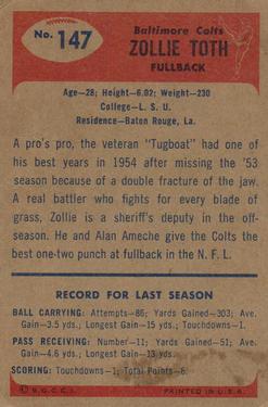 1955 Bowman #147 Zollie Toth Back