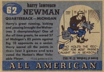 1955 Topps All-American #62 Harry Newman Back