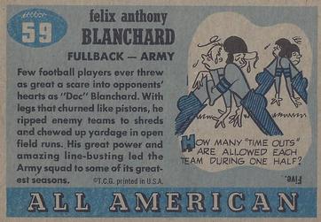1955 Topps All-American #59 Doc Blanchard Back