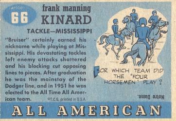 1955 Topps All-American #66 Bruiser Kinard Back