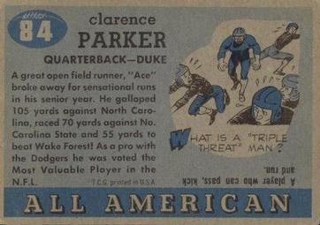 1955 Topps All-American #84 Ace Parker Back