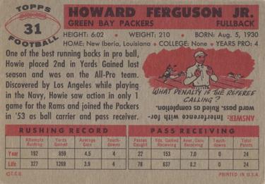 1956 Topps #31 Howard Ferguson Back