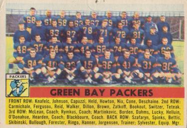 1956 Topps #7 Green Bay Packers Front
