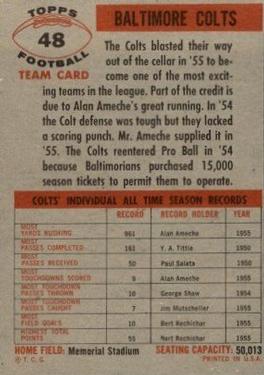1956 Topps #48 Baltimore Colts Back