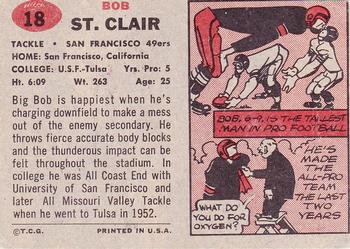 1957 Topps #18 Bob St. Clair Back