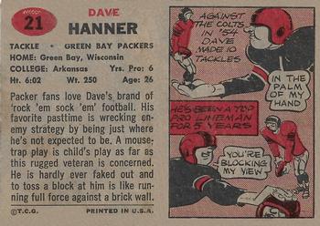 1957 Topps #21 Dave Hanner Back