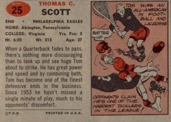 1957 Topps #25 Tom Scott Back