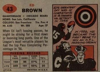 1957 Topps #43 Ed Brown Back