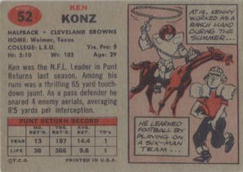 1957 Topps #52 Ken Konz Back