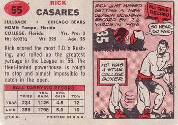 1957 Topps #55 Rick Casares Back
