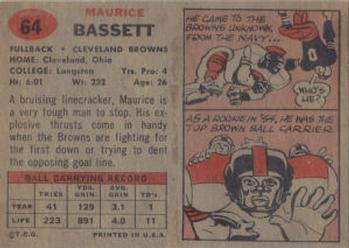 1957 Topps #64 Maurice Bassett Back