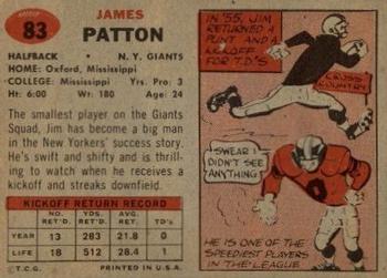1957 Topps #83 Jim Patton Back