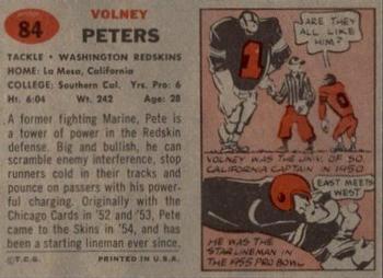 1957 Topps #84 Volney Peters Back