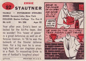 1957 Topps #92 Ernie Stautner Back