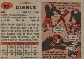 1957 Topps #97 Dorne Dibble Back
