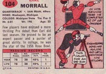 1957 Topps #104 Earl Morrall Back