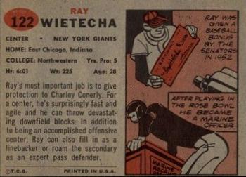 1957 Topps #122 Ray Wietecha Back